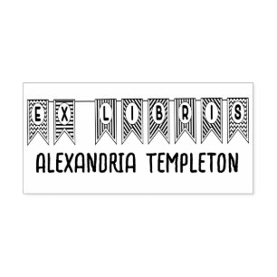 Ex Libris Wimpel Pennant-Flagge Bibliotheksbuchnam Permastempel