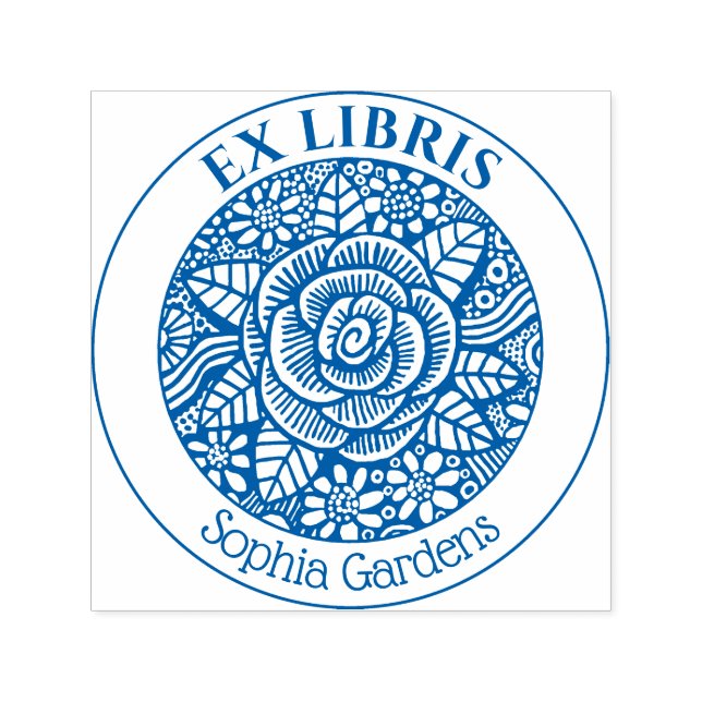 Ex Libris - Zeichnend Rose Permastempel (Design)