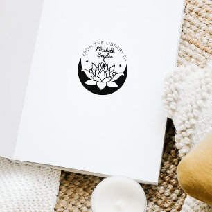 Ex Libris Zen Lotus Moon Book Gummistempel