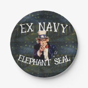 Ex-Marine-Elefantensiegel-Party-T-Shirt passend 20 Pappteller