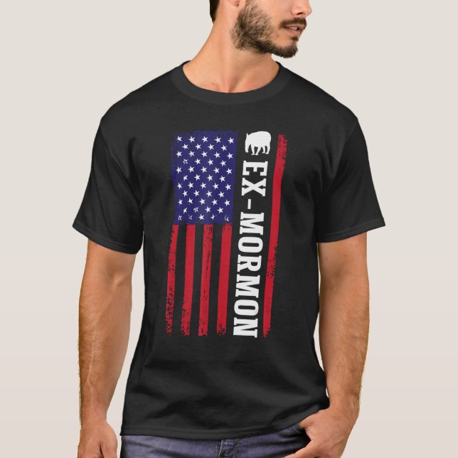 Ex Mormon Tapir Exmo Patriotic Postmormon Anti LDS T-Shirt (Vorderseite)