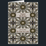 Ex Son in Law Geburtstag Abstrakt Mandala Design<br><div class="desc">Ein lustiger Weg,  Ihrem Ex-Schwiegersohn einen guten Geburtstag zu wünschen. Diese Karte hat ein sehr maskulinarisches Gefühl und besteht aus ineinander greifenden geometrischen Figuren. Die Hauptfarbe ist braun,  schwarz und weiß. Eine schöne Karte,  die ein Mann schätzen wird.</div>