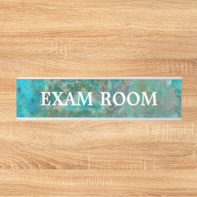 Exam Room Blue Mineral Stone Türschild (In Situ Door)
