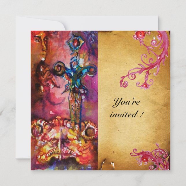 EXCALIBUR 3, hell rot, rosa lila Einladung (Vorderseite)