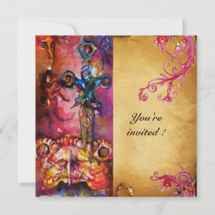 EXCALIBUR 3 , hellrot , rosa lila Einladung