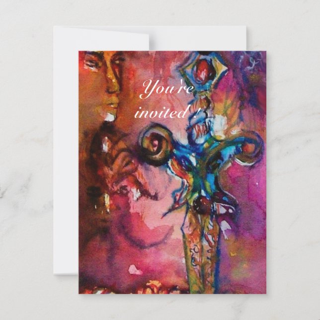 EXCALIBUR 5, hell rot, rosa lila Einladung (Vorderseite)