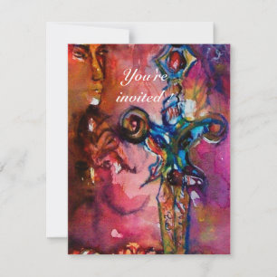 EXCALIBUR 5, hellrot, rosa lila Einladung