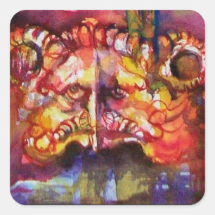 EXCALIBUR Arthurian Legends Wasserfarbe Quadratischer Aufkleber