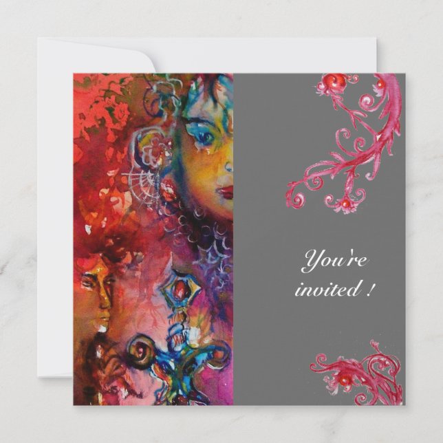 EXCALIBUR, hell rot, grau Einladung (Vorderseite)