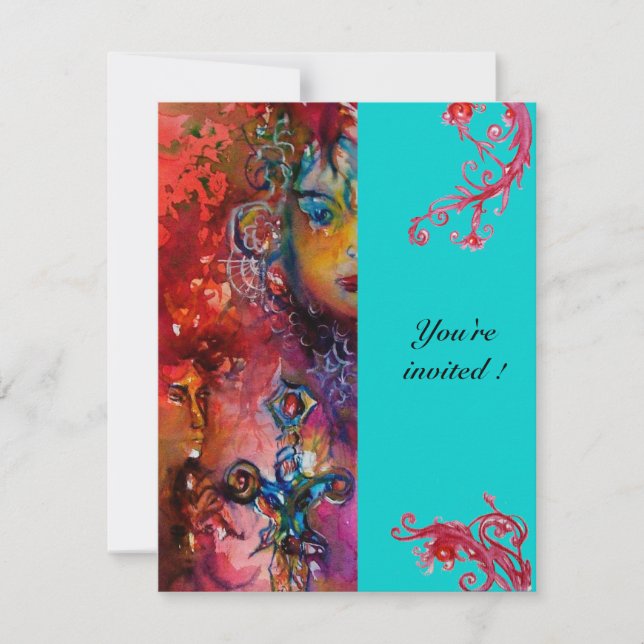 EXCALIBUR, hell rot, rosa blau Einladung (Vorderseite)