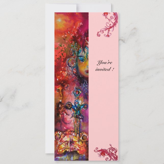EXCALIBUR, hell rot, rosa Einladung (Vorderseite)