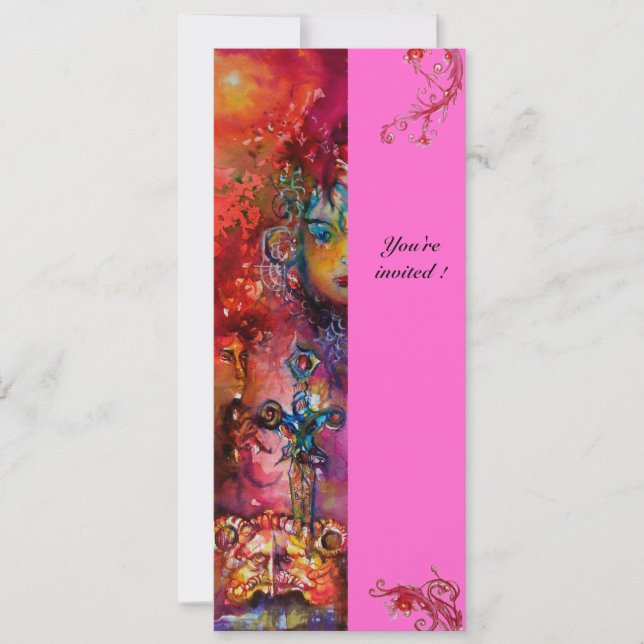 EXCALIBUR, hell rot, rosa violett Einladung (Vorderseite)