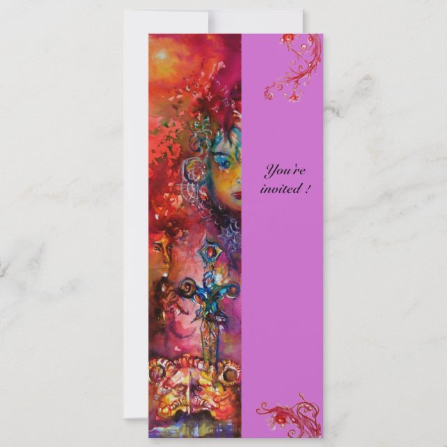 EXCALIBUR, hell rot, rosa violett Einladung (Vorderseite)