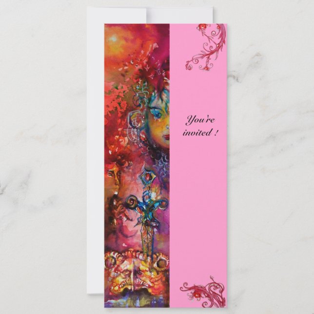 EXCALIBUR, hell rot, rosa violett Einladung (Vorderseite)