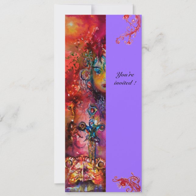 EXCALIBUR, hell rot, rosa violett Einladung (Vorderseite)