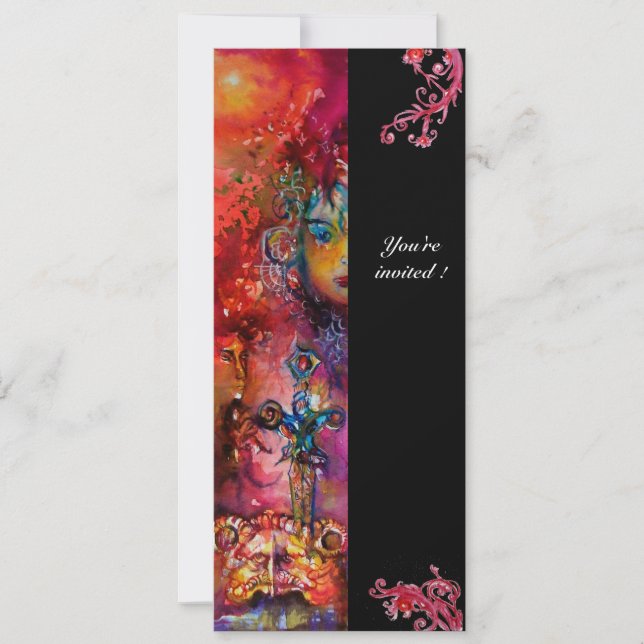 EXCALIBUR, hell rot, schwarz Einladung (Vorderseite)