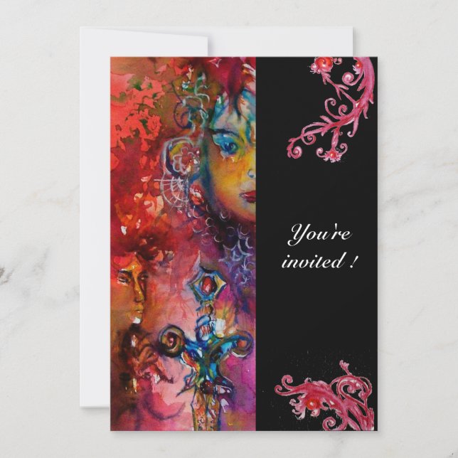 EXCALIBUR, hell rot, schwarz Einladung (Vorderseite)