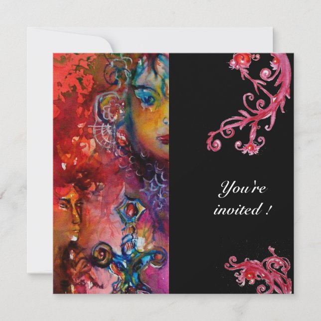 EXCALIBUR, hell rot, schwarz Einladung (Vorderseite)