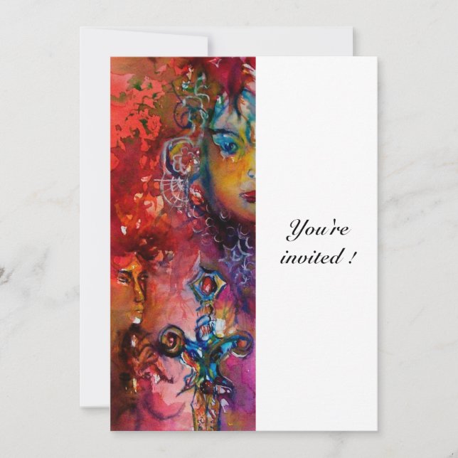 EXCALIBUR, hell rot, weiß Einladung (Vorderseite)