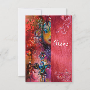 EXCALIBUR, hellrot, Blau RSVP Karte