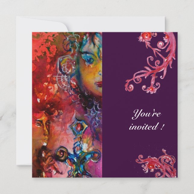 EXCALIBUR hellrot lila fuchsiblau Einladung (Vorderseite)