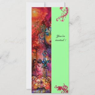 EXCALIBUR, hellrot, rosa blau grün Einladung