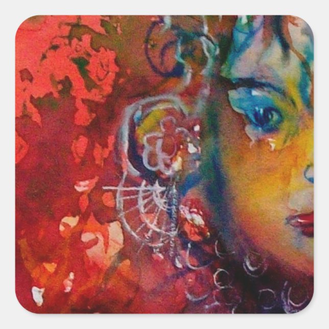 EXCALIBUR Lady of the Lake, Red Fantasy Quadratischer Aufkleber (Vorderseite)