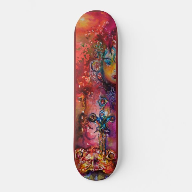 EXCALIBUR Magic Sword Arthurian Legende Red Skateboard (Vorderseite)