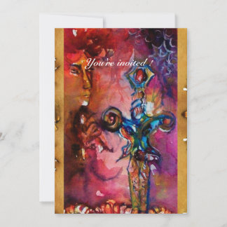 EXCALIBUR MAGIC SWORT Lila Fantasie Rot Einladung