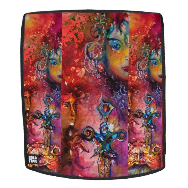 EXCALIBUR / Magisches Schwert Lila Fantasie Rucksack (Abnehmbare Front)