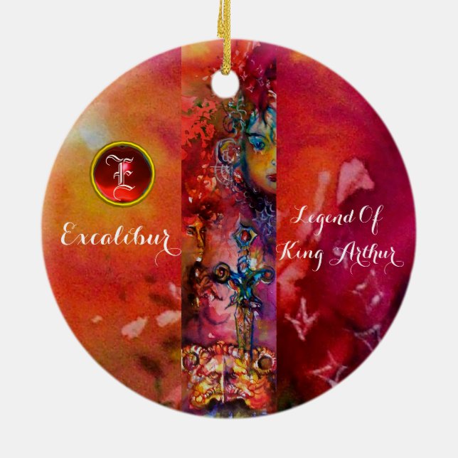 EXCALIBUR,QUEEN DER MAGIC SWORD Fantasy Monogram Keramikornament (Hinten)