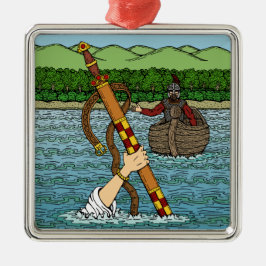 Excalibur und Arthur Silbernes Ornament