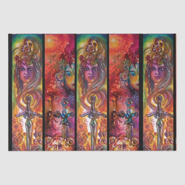 EXCALIBUR UND DURENDAL Magic Schwerter Aquarell Seidenpapier (Vorderseite)