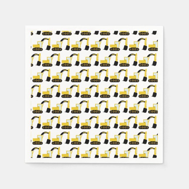 Excavadoras, fiesta de cumpleaños construcción serviette (Vorderseite)