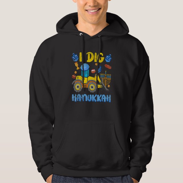 Excavator Construction I Dig Hanukkah Toddler Boys Hoodie (Vorderseite)