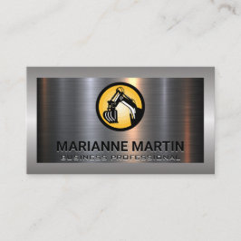 Excavator Logo Metal Aluminum | Silver Brushed Visitenkarte