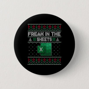 Excel-Freak in den Tabellen hässlicher Pullover Button
