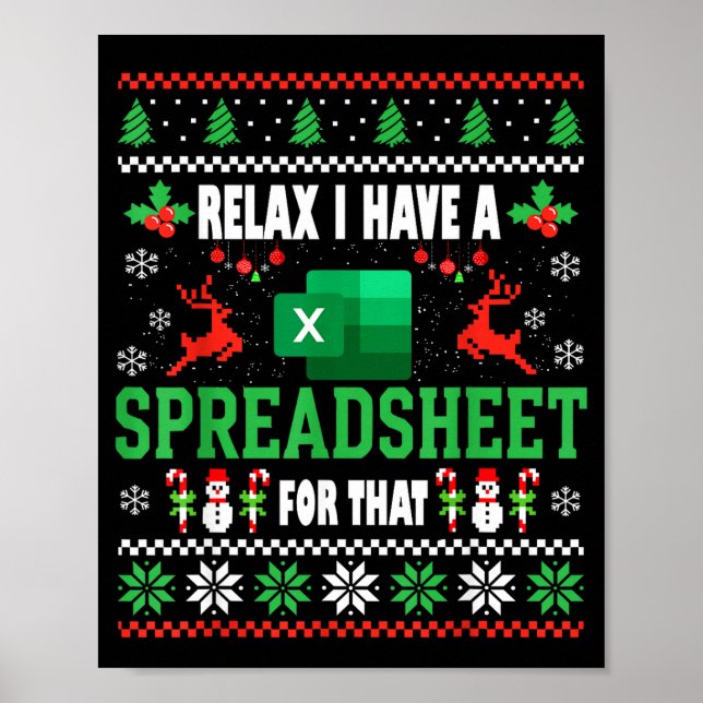 Excel Ugly Christmas Sweater I Have A Spreadsheet  Poster (Vorne)
