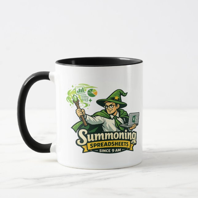 Excel-Zauberer Lustiger Büro-Kaffeebecher | Beschw Tasse (Links)