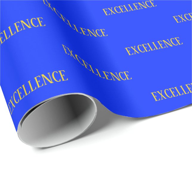 Excellence Elegant Blue Yellow Gold Wrapping Paper Geschenkpapier (Rolleneckpunkt)