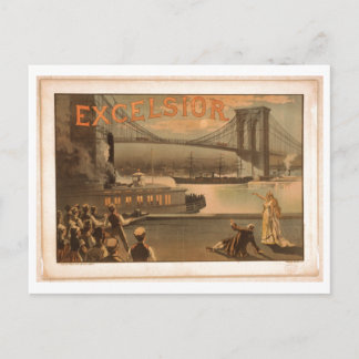 Excelsior 1883 Brooklyn Bridge New York City c1883 Postkarte