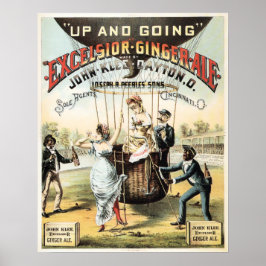 EXCELSIOR GINGER ALE Heißluftballon Retro Poster