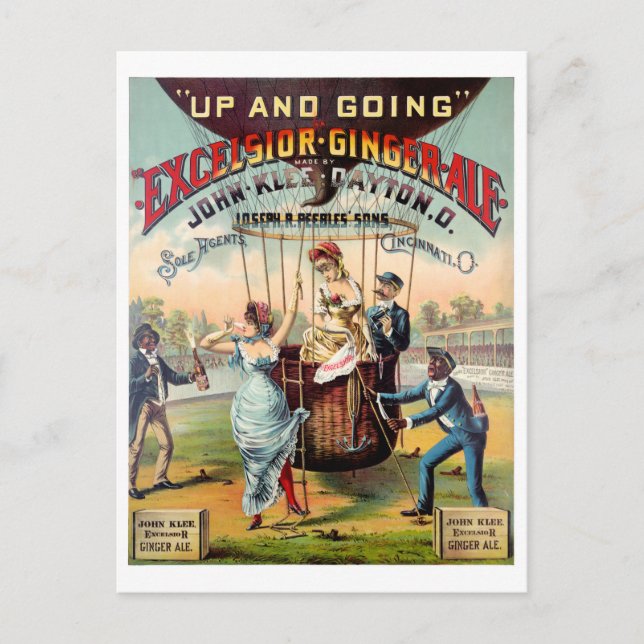 Excelsior Ginger Ale Vintage Poster wiederhergeste Postkarte (Vorderseite)
