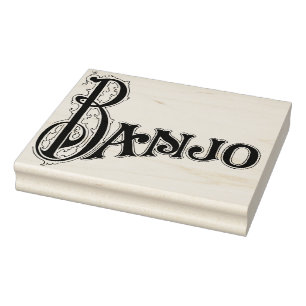 Exclusive 1920 Banjo Typografy Vintag Art Briefmar Gummistempel