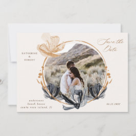 Exclusive Black Gold Floral Save the Date Einladung