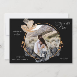 Exclusive Black Gold Floral Save the Date Einladung