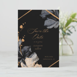 Exclusive Gold Black Floral Save the Date Card