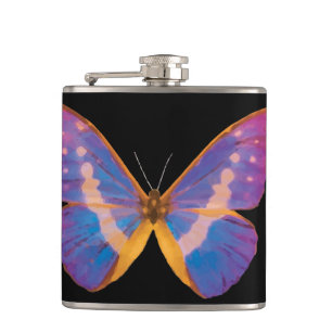 Excotic Butterfly Watercolor Flachmann