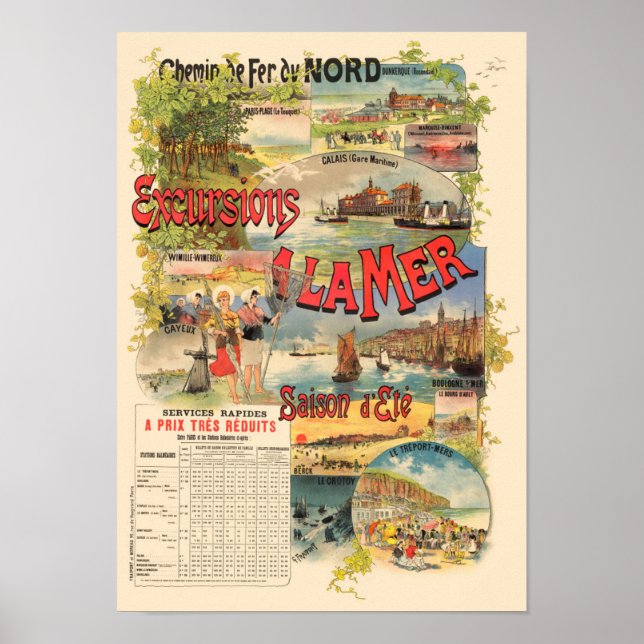 Excursions à la Mer France Vintage Poster 1891 (Vorne)