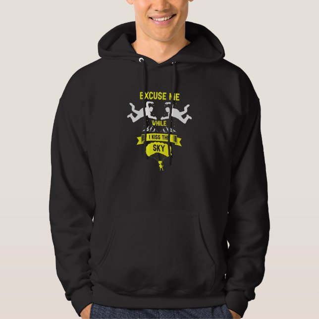 Excuse Me While I Kiss The Sky   Retro Skydiving P Hoodie (Vorderseite)